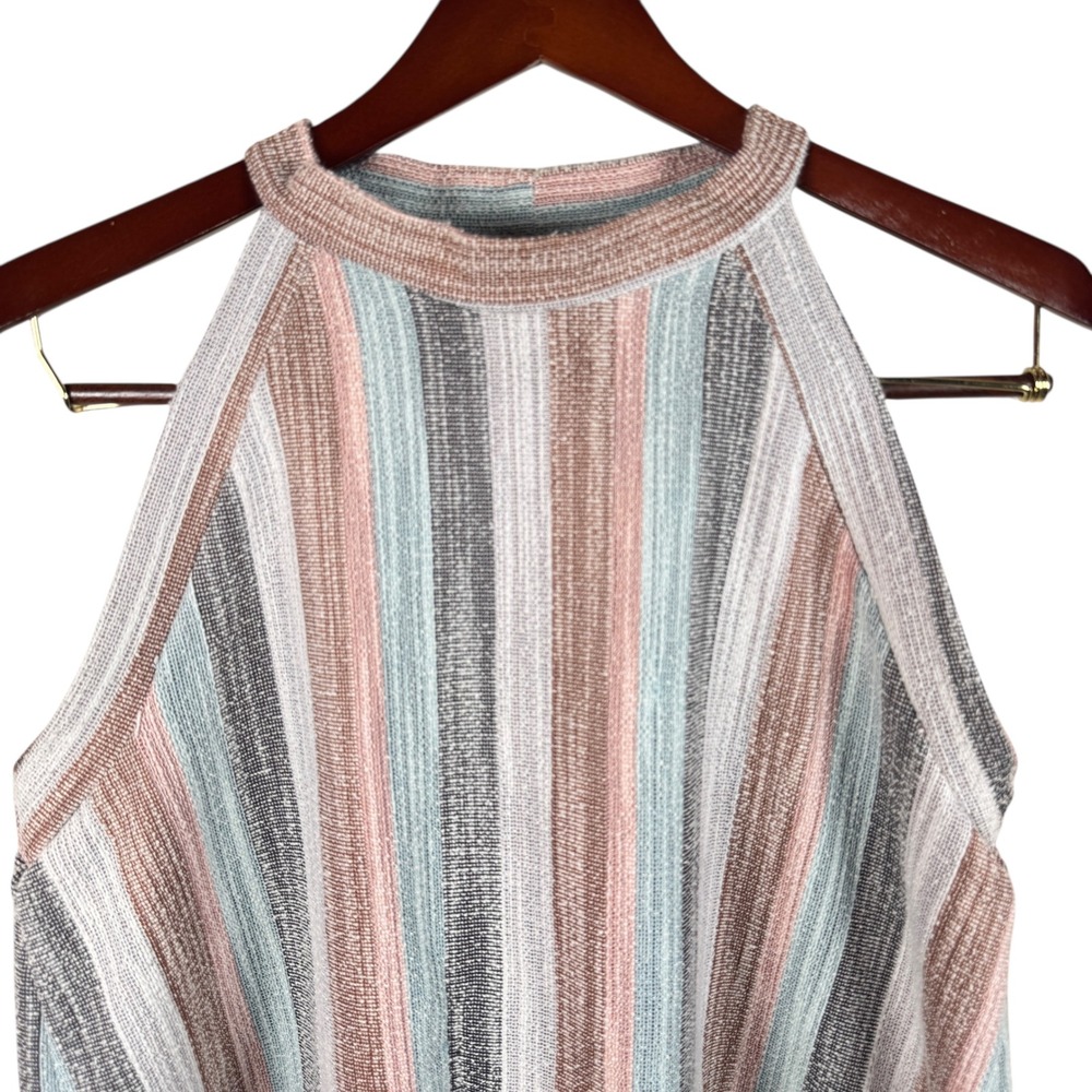 Anthropologie W5 Concepts Striped Fringe Hem Halter Neck Tank Top Size Large